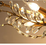 Golden Jade Leaves Classic 3-Lights UP Crystal Retro Chandelier Living Bed Dining Room Retro Lamp