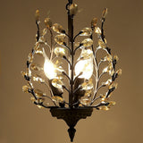 Golden Jade Leaves Classic 3-Lights UP Crystal Retro Chandelier Living Bed Dining Room Retro Lamp