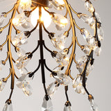 Golden Jade Leaves Classic Crystal Pendant Light Retro Chandelier Living Bed Dining Room Retro Lamp