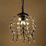 Golden Jade Leaves Classic Crystal Pendant Light Retro Chandelier Living Bed Dining Room Retro Lamp