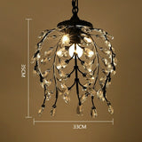 Golden Jade Leaves Classic Crystal Pendant Light Retro Chandelier Living Bed Dining Room Retro Lamp