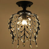 Golden Jade Leaves Classic Crystal Pendant Light Retro Chandelier Living Bed Dining Room Retro Lamp