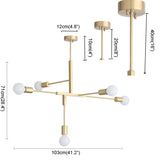 Modern LED chandelier lighting 5 lights gold hanging light lamp for dinning living room foyer pendant lamp - heparts