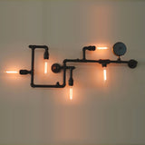 Loft Vintage Water Pipe Wall Lamp 5 Lights Bar Restaurant Iron Industrial Style E26 E27 Edison Bulbs Retro Wall Sconce Lamp - heparts