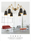 Modern Chandelier Lights 6 8 Lights Black or White Shades with Swaying Arms Led Chandeliers Lamp for Foyer Retro Loft Light - heparts