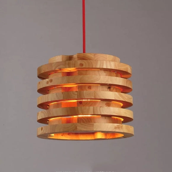 Modern Wood Drum Pendant Light Ambient Light - heparts