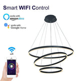 Wifi-smart/Dimmable 32*24*16inch 3-Lights Circular LED Pendant Light Chandelier Lighting Lamp Ambient Light 90-260V - heparts