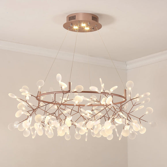 Oversized D85/105/125/150 Firefly Circular Ring Sputnik Pendant Light Chandelier Ambient Light Candle Style LED - heparts