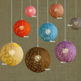 Colorful Lights Globe Winding Hemp String Cable Pendant Light E26/E27 - heparts