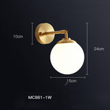 Milky white Glass Solid Copper Sconce Wall Lights Vanity Lighting Sconce Bedroom
