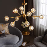 9/12/15/18 Solid Brass Crystal Lights Novelty Sputnik Chandelier Ambient Light Glass Creative Bulb Included G9