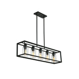 Farmhouse Chandeliers Rectangle Black 5 Light Dining Room Lighting Fixtures Hanging