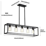 Farmhouse Chandeliers Rectangle Black 5 Light Dining Room Lighting Fixtures Hanging