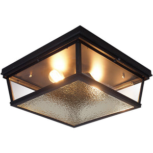 Industrial Squared Ceiling Lamp with Metal Frame Black 2 Lights Corridor Flush Mount Light