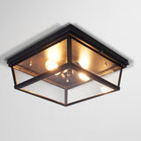 Industrial Squared Ceiling Lamp with Metal Frame Black 2 Lights Corridor Flush Mount Light