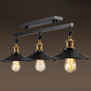 Industrial Vintage 3-Lights Semi Flush Mount Ceiling Light Lamp Fixture Island Chandelier Fixture