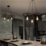 Iron Rings Cluster Chandelier Down-light American Neoclassic Pendant lights - heparts