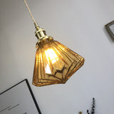 Japanese Style Retro Brass Glass Chandelier Pendant Lighting