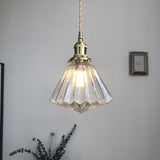 Japanese Style Retro Brass Glass Chandelier Pendant Lighting