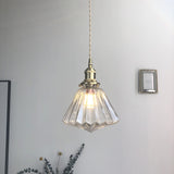 Japanese Style Retro Brass Glass Chandelier Pendant Lighting