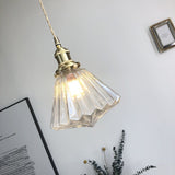 Japanese Style Retro Brass Glass Chandelier Pendant Lighting