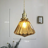 Japanese Style Retro Brass Glass Chandelier Pendant Lighting