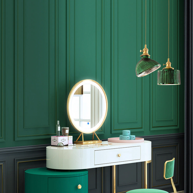 Japanese Style Simple Literary Green Brass Glass Chandelier Creative Pendant Lighting Type B