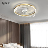 50 CM LED Ceiling Light With Fan Modern Round Black Gold Geometric Shapes Ceiling Fan Aluminum Artistic Style Classic Brushed Electroplate