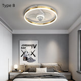 50 CM LED Ceiling Light With Fan Modern Round Black Gold Geometric Shapes Ceiling Fan Aluminum Artistic Style Classic Brushed Electroplate