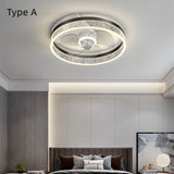 50 CM LED Ceiling Light With Fan Modern Round Black Gold Geometric Shapes Ceiling Fan Aluminum Artistic Style Classic Brushed Electroplate