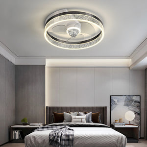 50 CM LED Ceiling Light With Fan Modern Round Black Gold Geometric Shapes Ceiling Fan Aluminum Artistic Style Classic Brushed Electroplate