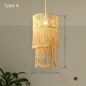 Lengthened Bohemia  Pendant Lighting Unique Empire Chandelier with Handmade Cotton Rope Accents