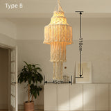 Lengthened Bohemia  Pendant Lighting Unique Empire Chandelier with Handmade Cotton Rope Accents