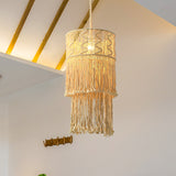 Lengthened Bohemia  Pendant Lighting Unique Empire Chandelier with Handmade Cotton Rope Accents