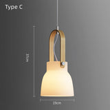 Morden White Milk Glass Wooden Handle Pendant Light