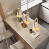 Minimalist Milk Glass Pendant Lights with Wooden Accents