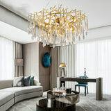 Luxury Rain Drops Twisted Crystal Brass Chandelier Contemporary Modern G9