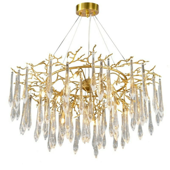 Luxury Rain Drops Twisted Crystal Brass Chandelier Contemporary Modern G9