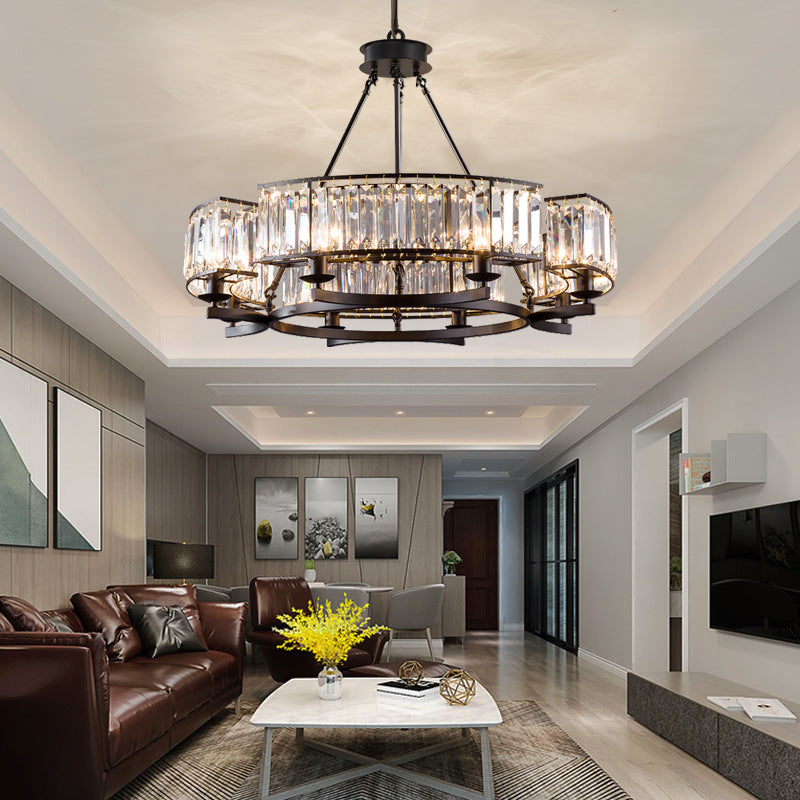 6 8Lights Round Modern Rustic Crystal Chandelier heparts