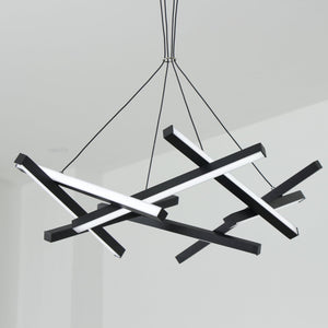 Dimmable 8 LEDs Sputnik Chandelier Aluminum Frame Black Painted Living Room Bedroom Coffee Bar