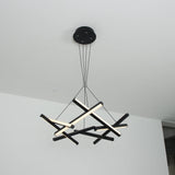 Dimmable 8 LEDs Sputnik Chandelier Aluminum Frame Black Painted Living Room Bedroom Coffee Bar