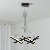 Dimmable 8 LEDs Sputnik Chandelier Aluminum Frame Black Painted Living Room Bedroom Coffee Bar