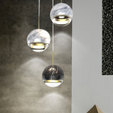 Marble Ball 10-16cm Crystal LED Chandelier Pendant Lighting Restaurant
