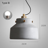 Masion Jar Cement Suspension Lighting Modernist  Grey Hanging Ceiling Lamp