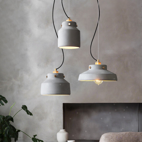Masion Jar Cement Suspension Lighting Modernist  Grey Hanging Ceiling Lamp