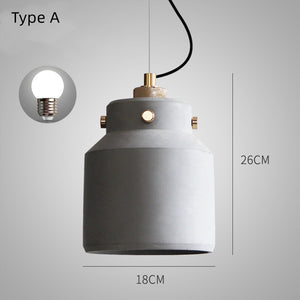 Masion Jar Cement Suspension Lighting Modernist  Grey Hanging Ceiling Lamp