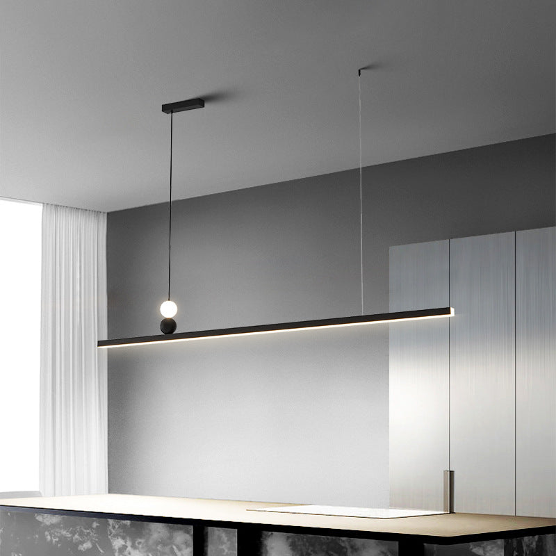 Minimalist Strip Rectangular Diner LED Suspension Lamp Metal Minimalist ...