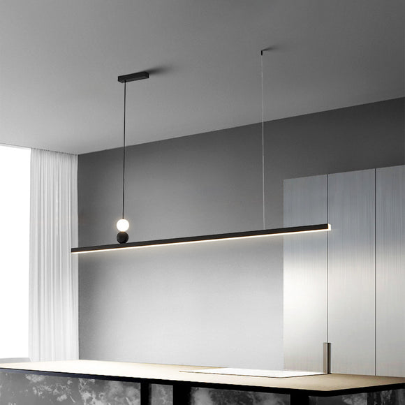 Rectangular Strip Light Minimalist Strip Rectangular Diner LED Suspension Lamp Metal Minimalist ...