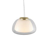 Modern Double Layer Glass Jelly Pendant Light Round Brass Rod Hanging Lamp
