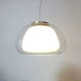 Modern Double Layer Glass Jelly Pendant Light Round Brass Rod Hanging Lamp